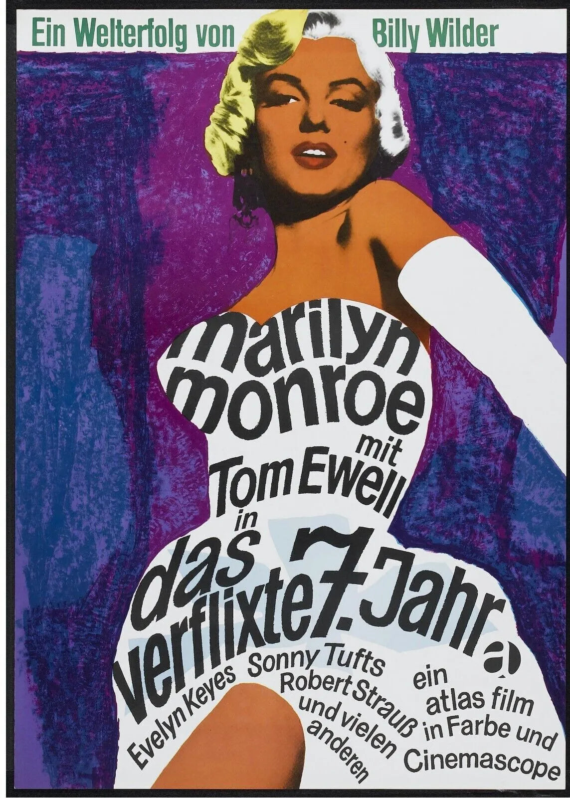 7 ANS DE RÉFLEXION, MARILYN MONROE, 1955, REPRO AFFICHE CINÉMA VINTAGE, HQ