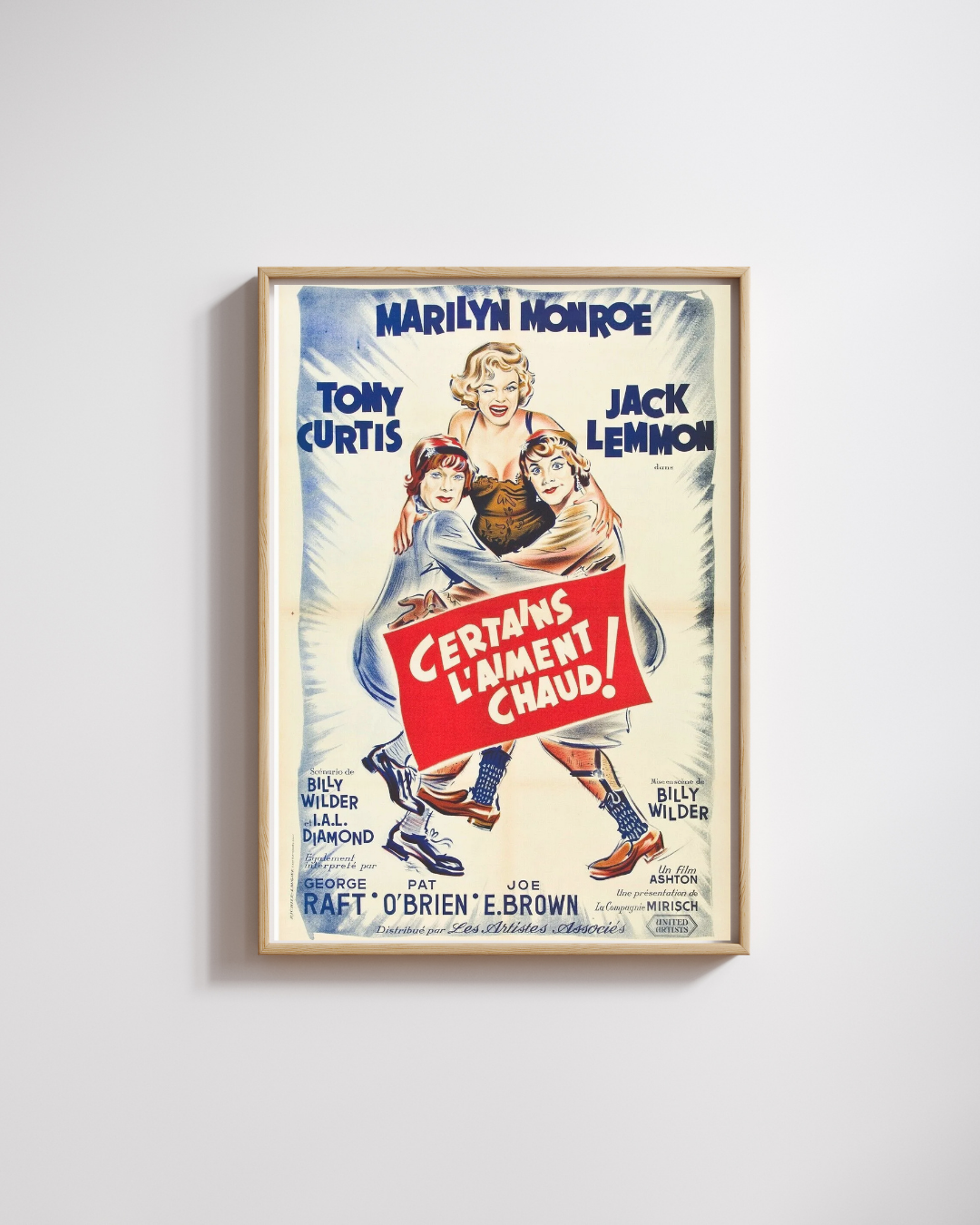 CON DIAS Y A LO CALIENTE, MARILYN MONROE, 1959, REPRODUCCIÓN DE CARTEL DE PELÍCULA, VINTAGE, ALTA CALIDAD