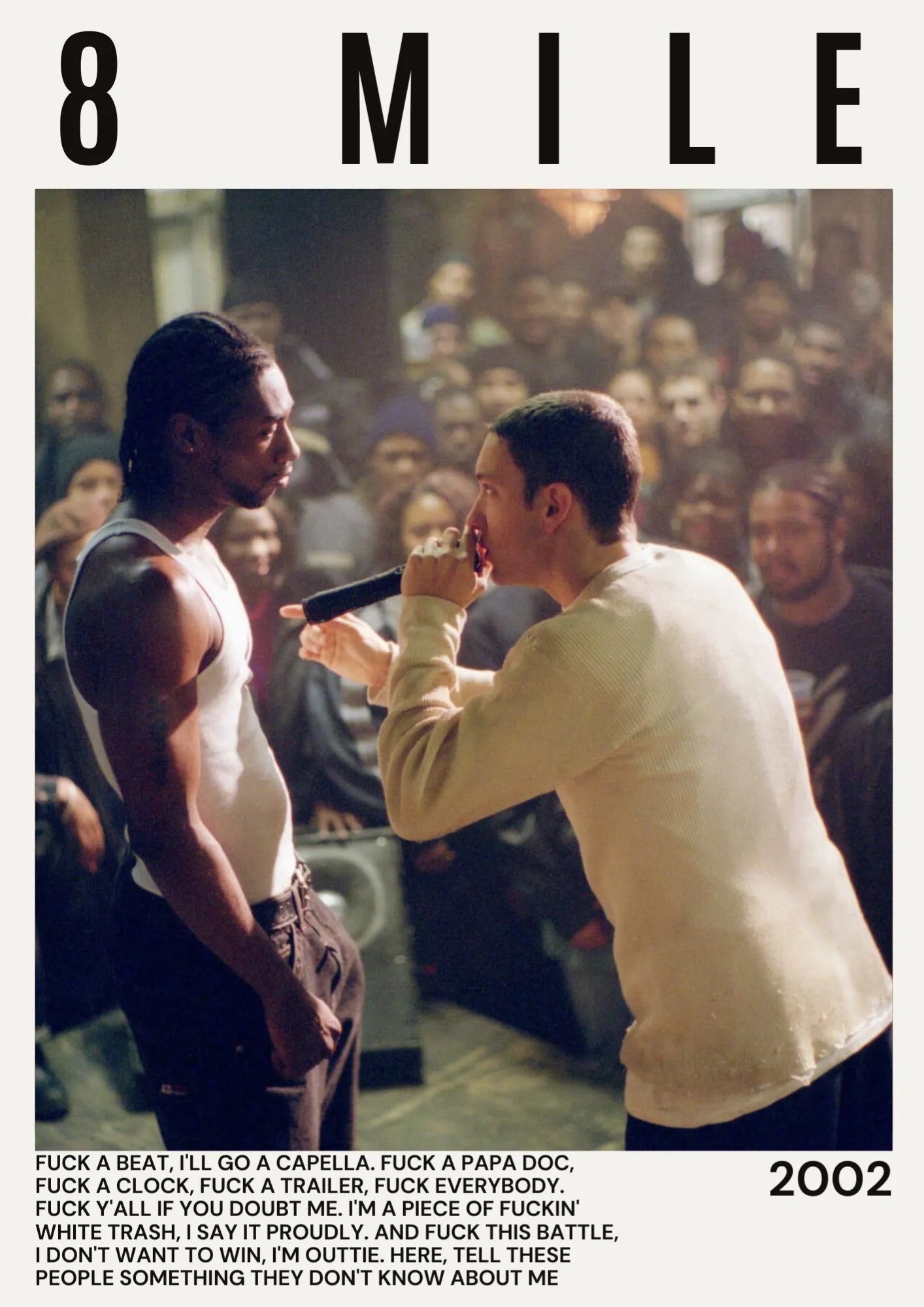 8 MILE, EMINEM, 2002, REPRO MOVIE POSTER, VINTAGE, HQ