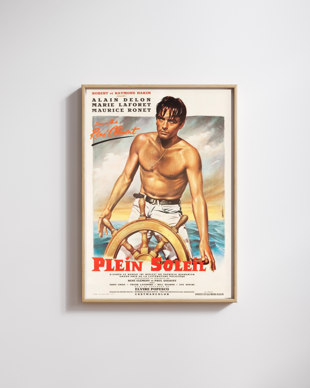 PURPLE NOON, ALAIN DELON, 1960, Vintage movie poster reproduction, HQ