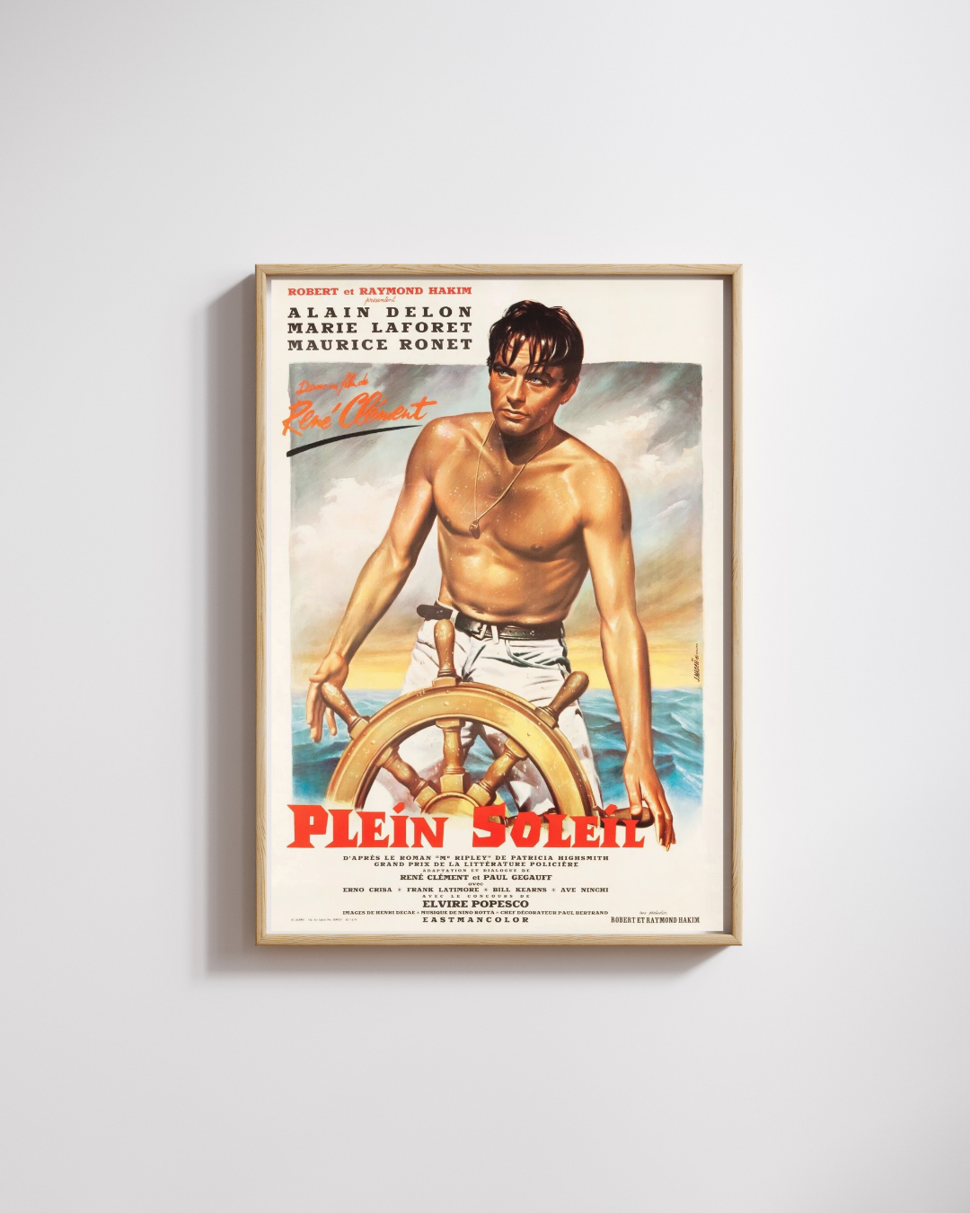 PURPLE NOON, ALAIN DELON, 1960, Vintage movie poster reproduction, HQ