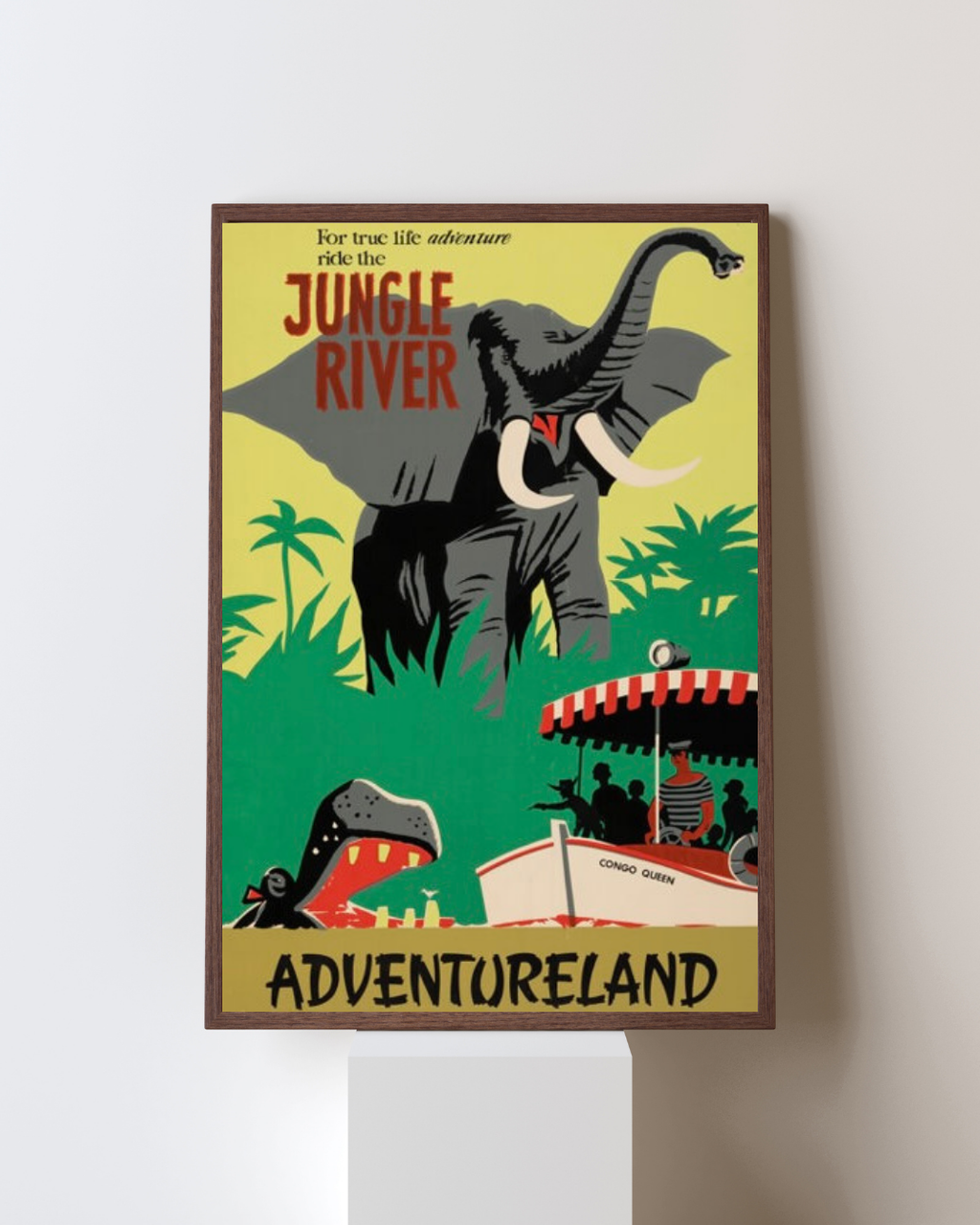 JUNGLE RIVER – ATTRACTION DISNEYLAND ADVENTURELAND – AFFICHE VINTAGE DISNEY – AVENTURE – REPRODUCTION – POSTER HUB STUDIO – HQ