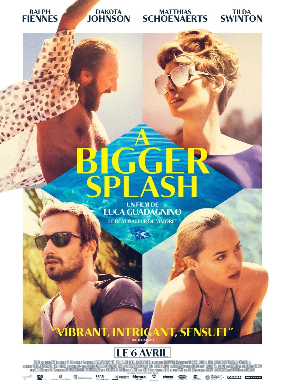 A BIGGER SPLASH, RALPH FIENNES, REPRO AFFICHE CINEMA VINTAGE HQ
