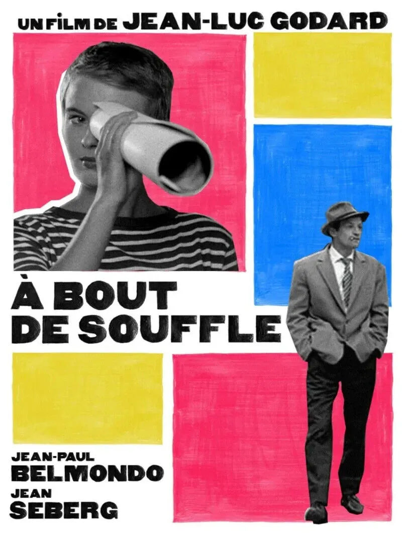 A BOUT DE SOUFFLE, JEAN-PAUL BELMONDO, 1960, REPRO MOVIE POSTER, VINTAGE, HQ