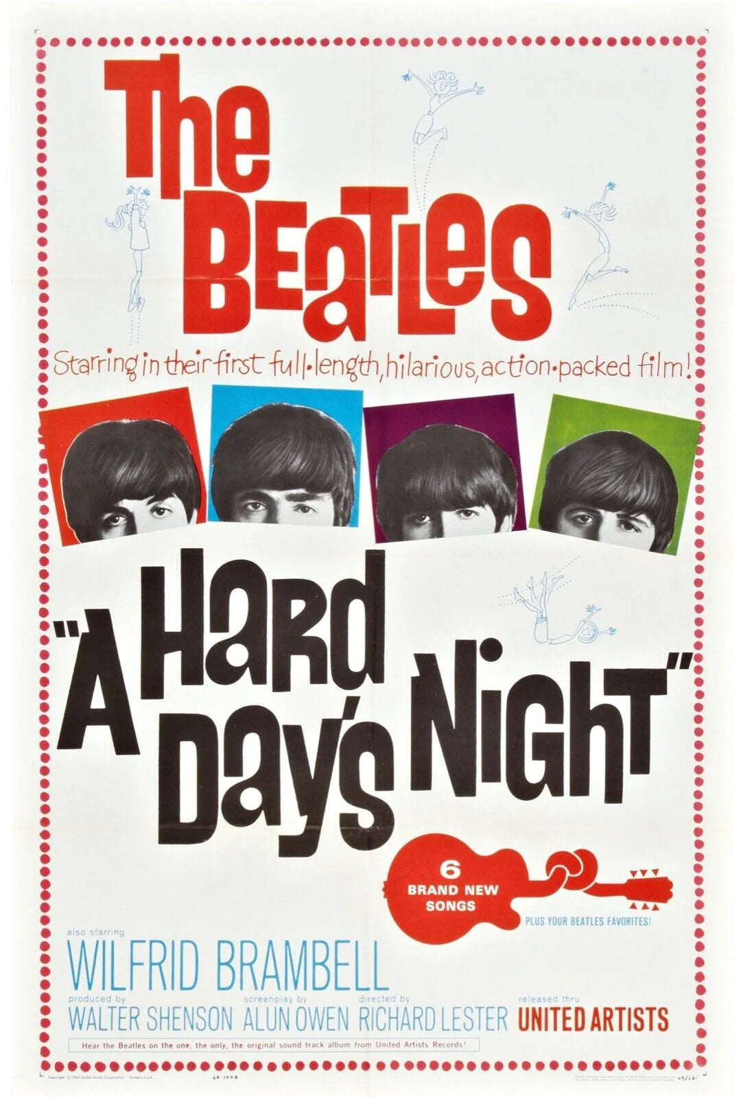 A HARD DAY'S NIGHT, THE BEATLES, REPRO AFFICHE CINEMA VINTAGE HQ