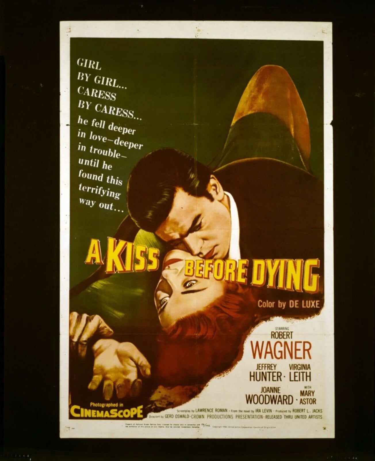 A KISS BEFORE DYING, ROBERT WAGNER, 1956, REPRO MOVIE POSTER, VINTAGE, HQ