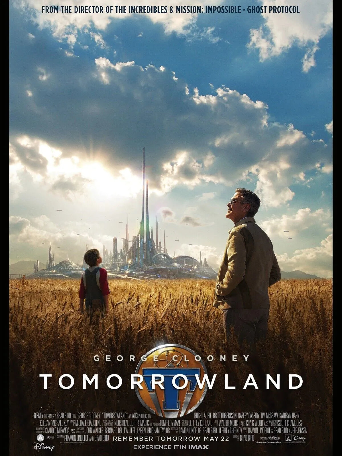 A LA POURSUITE DE DE DEMAIN, TOMORROWLAND, GEORGE CLOONEY, 2015, REPRO AFFICHE DE CINEMA, HQ