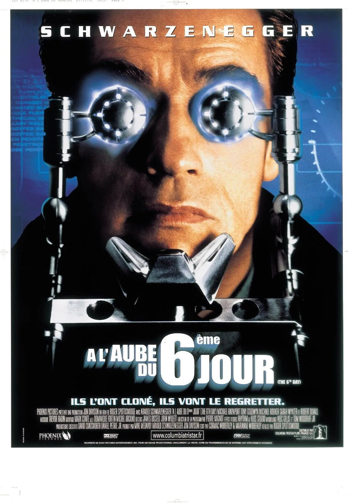 A L’AUBE DU 6ÈME JOUR, ARNOLD SCHWARZENEGGER, 2000, REPRO MOVIE POSTER, VINTAGE, HQ