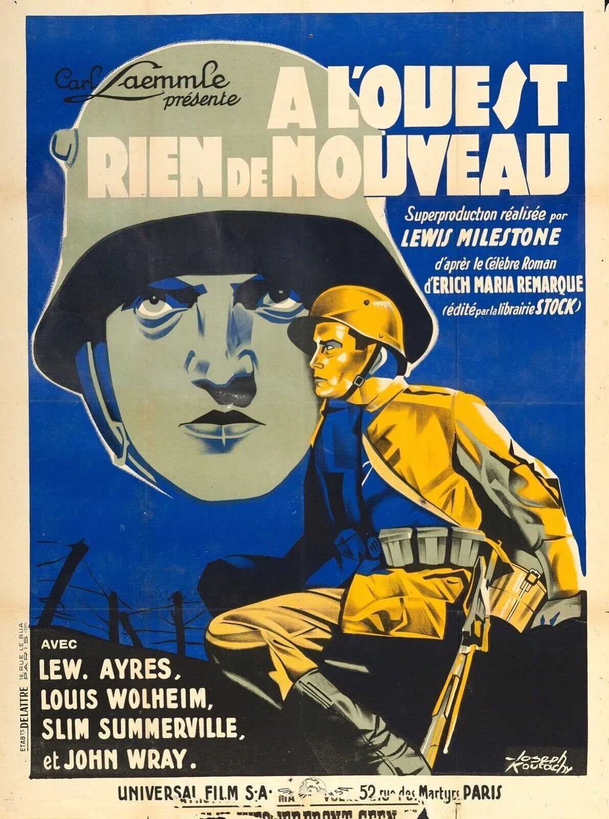 A L’OUEST RIEN DE NOUVEAU, LEW AYRES, 1930, REPRO MOVIE POSTER, VINTAGE, HQ