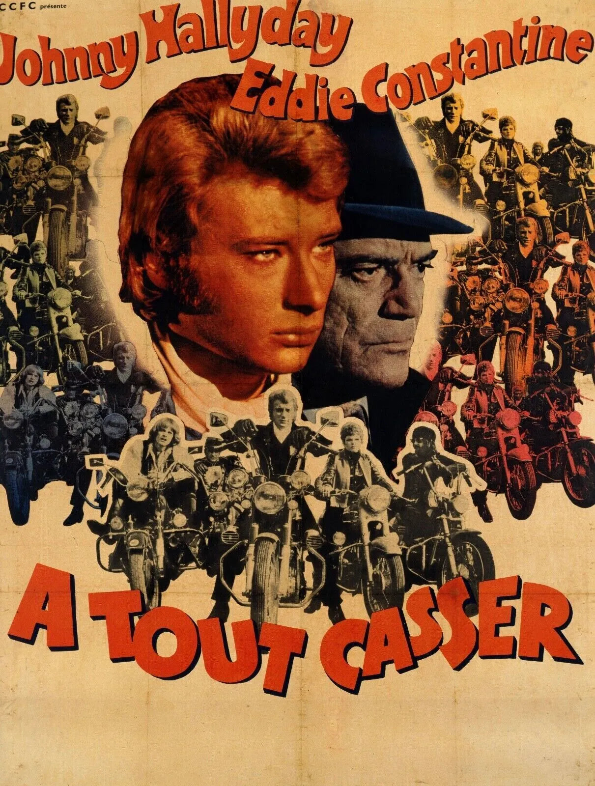 A TOUT CASSER, JOHNNY HALLYDAY, 1968, REPRO MOVIE POSTER, VINTAGE, HQ