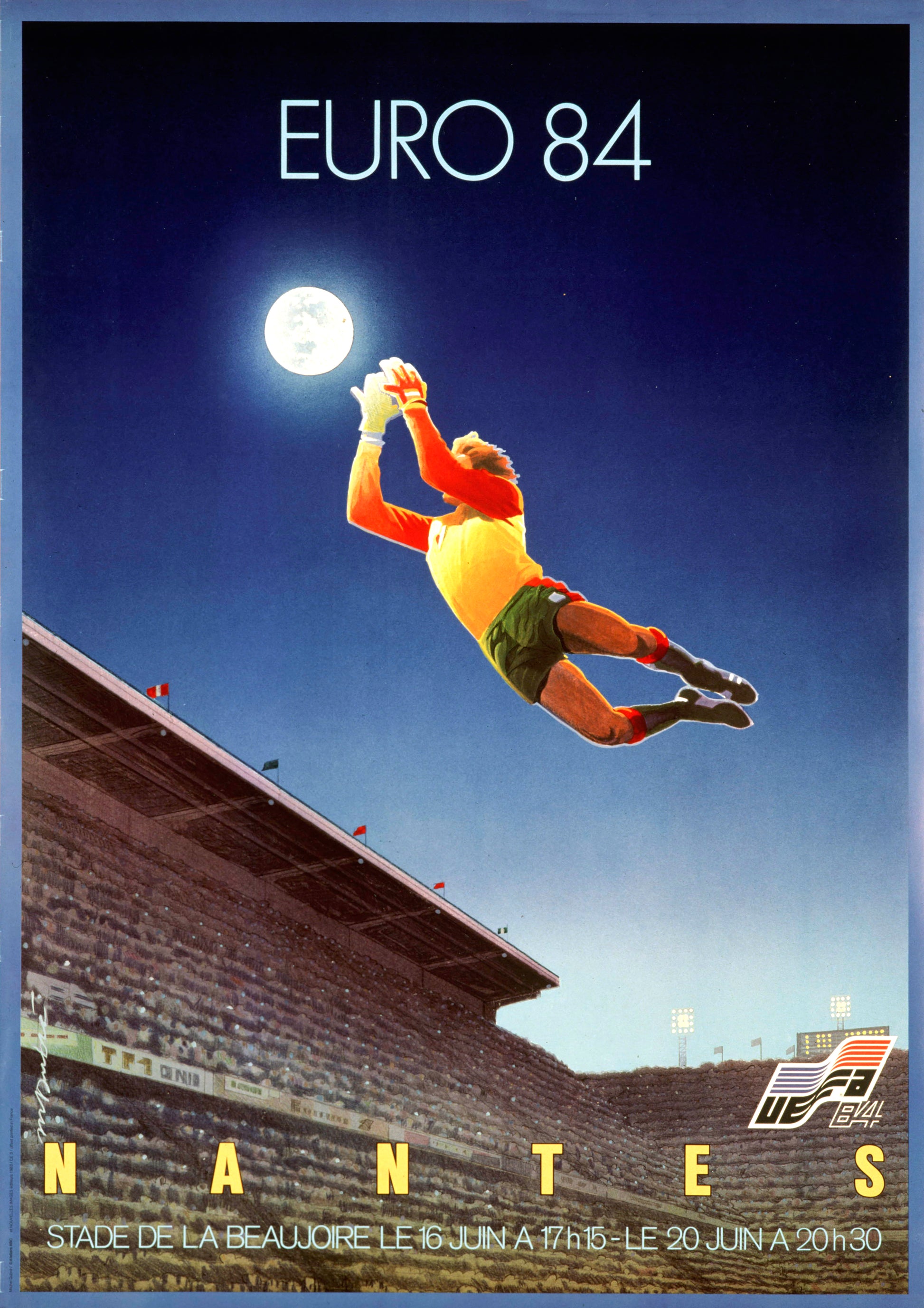 EURO 84 NANTES – STADE DE LA BEAUJOIRE - REPRO MOVIE POSTER, VINTAGE, HQ