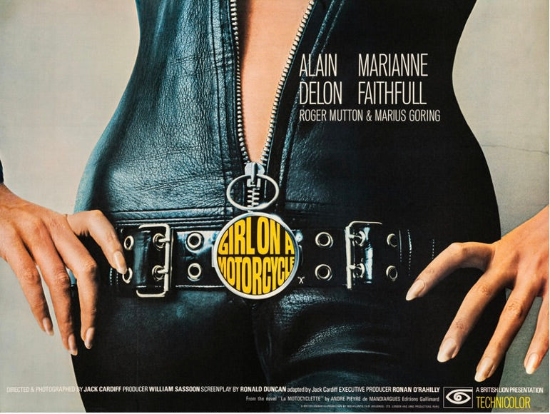 GIRL ON A MOTORCYCLE – A JACK CARDIFF FILM (1968) – ALAIN DELON – MARIANNE FAITHFULL – CULT MOVIE POSTER – REPRODUCTION