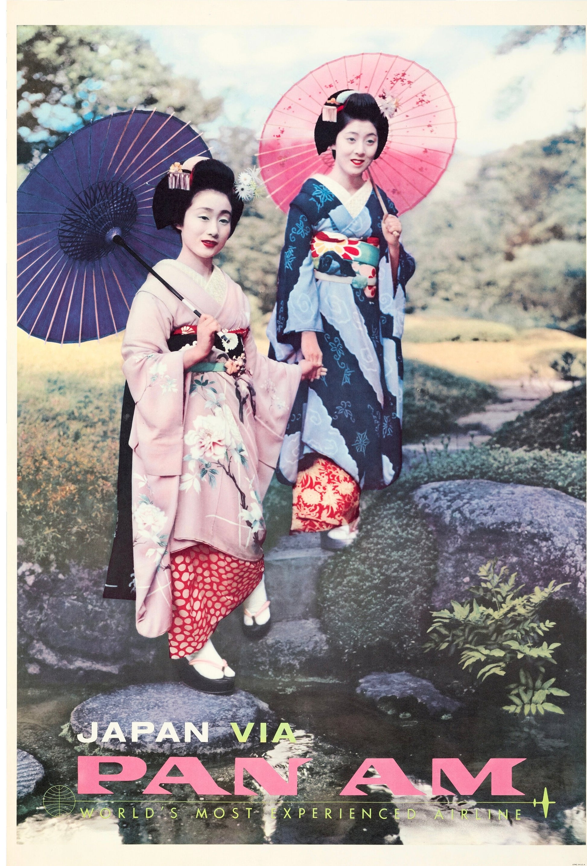 JAPAN VIA PAN AM – PAN AM ADVERTISING POSTER – TRAVEL TO JAPAN – 1960S – REPRODUCTION