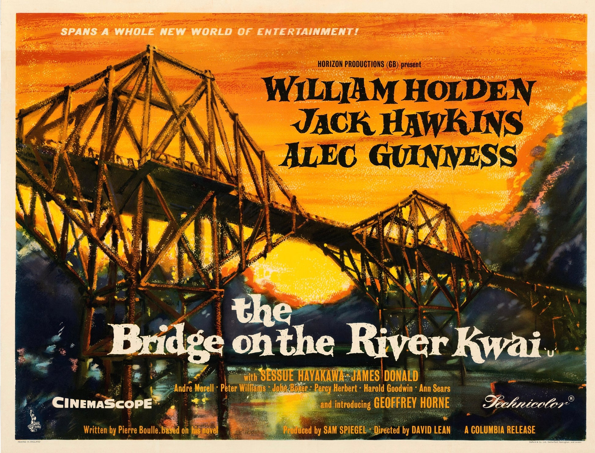 LE PONT DE LA RIVIÈRE - KWAI WILLIAM HOLDEN  – AFFICHE FILM GUERRE AVENTURE 1957 DAVID LEAN