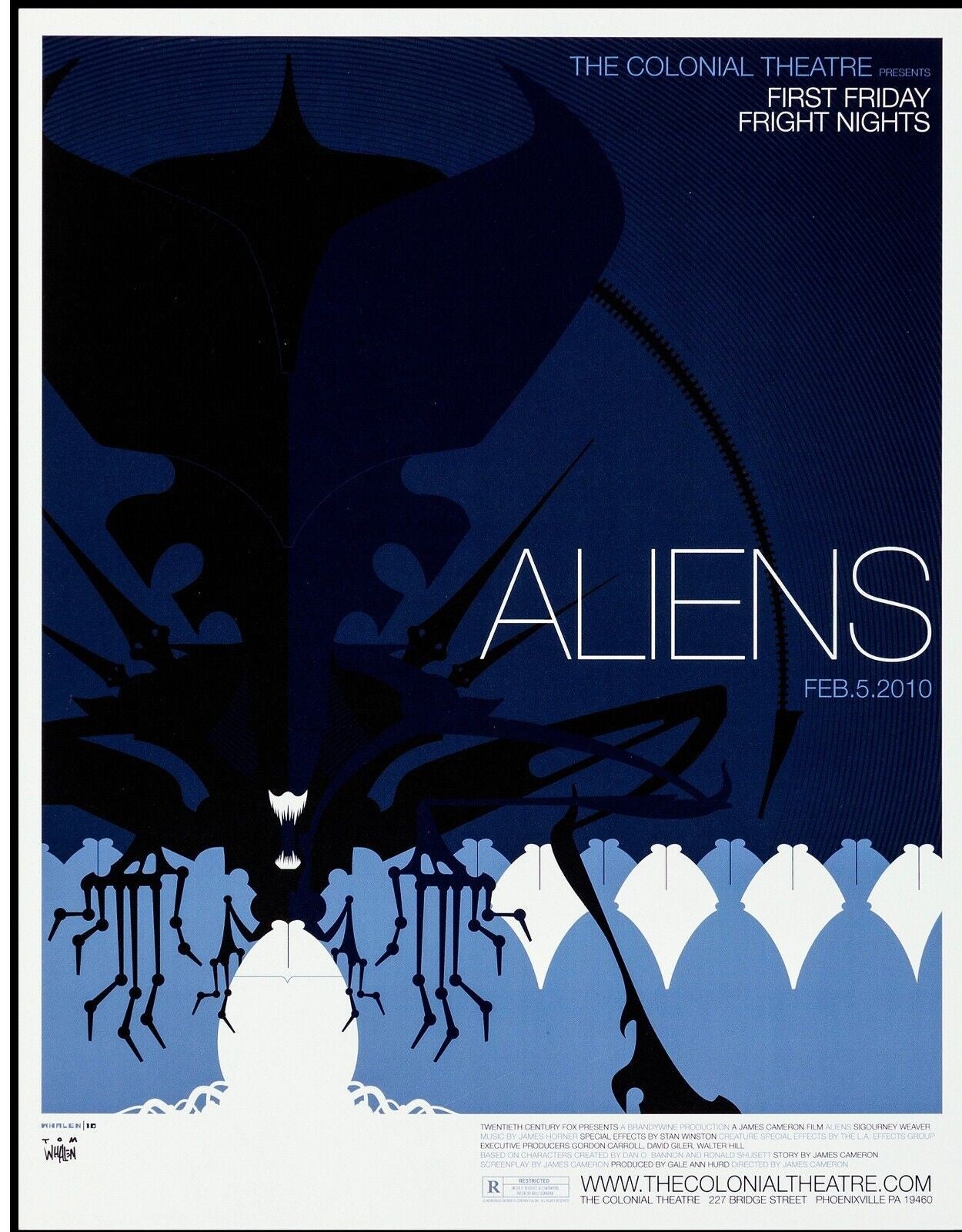 ALIENS, SIGOURNEY WEAVER, 1986, THE COLONIAL THEATER, REPRO MOVIE POSTER,