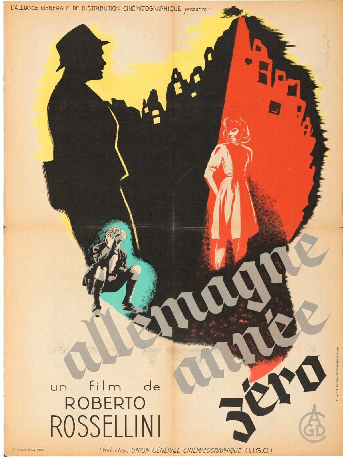 ALLEMAGNE ANNÉE ZÉRO, EDMOND MOËGE, 1948, REPRO MOVIE POSTER, VINTAGE, HQ