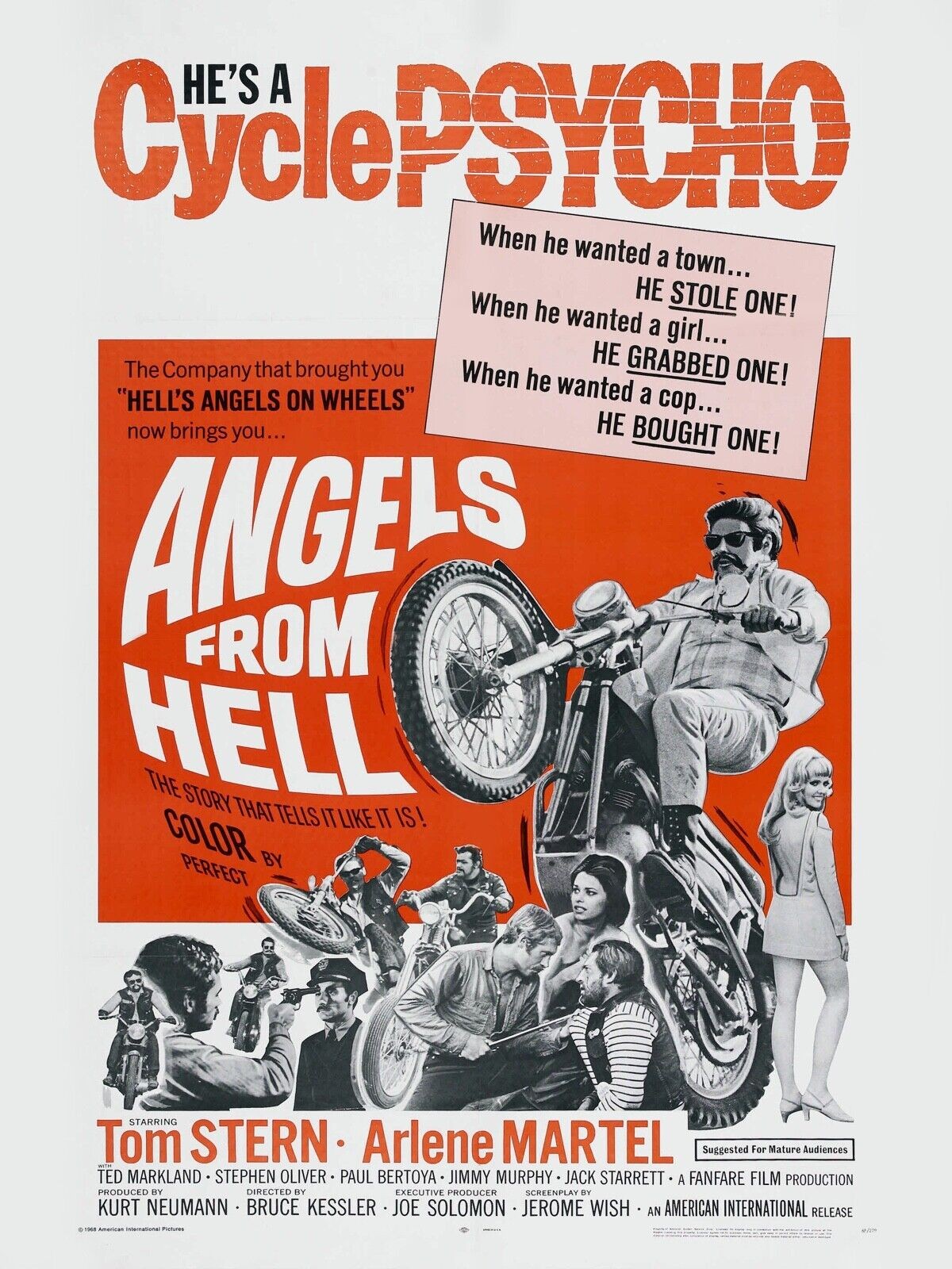 ANGELS FROM HELL, TOM STERN, 1968, REPRO MOVIE POSTER, VINTAGE, HQ