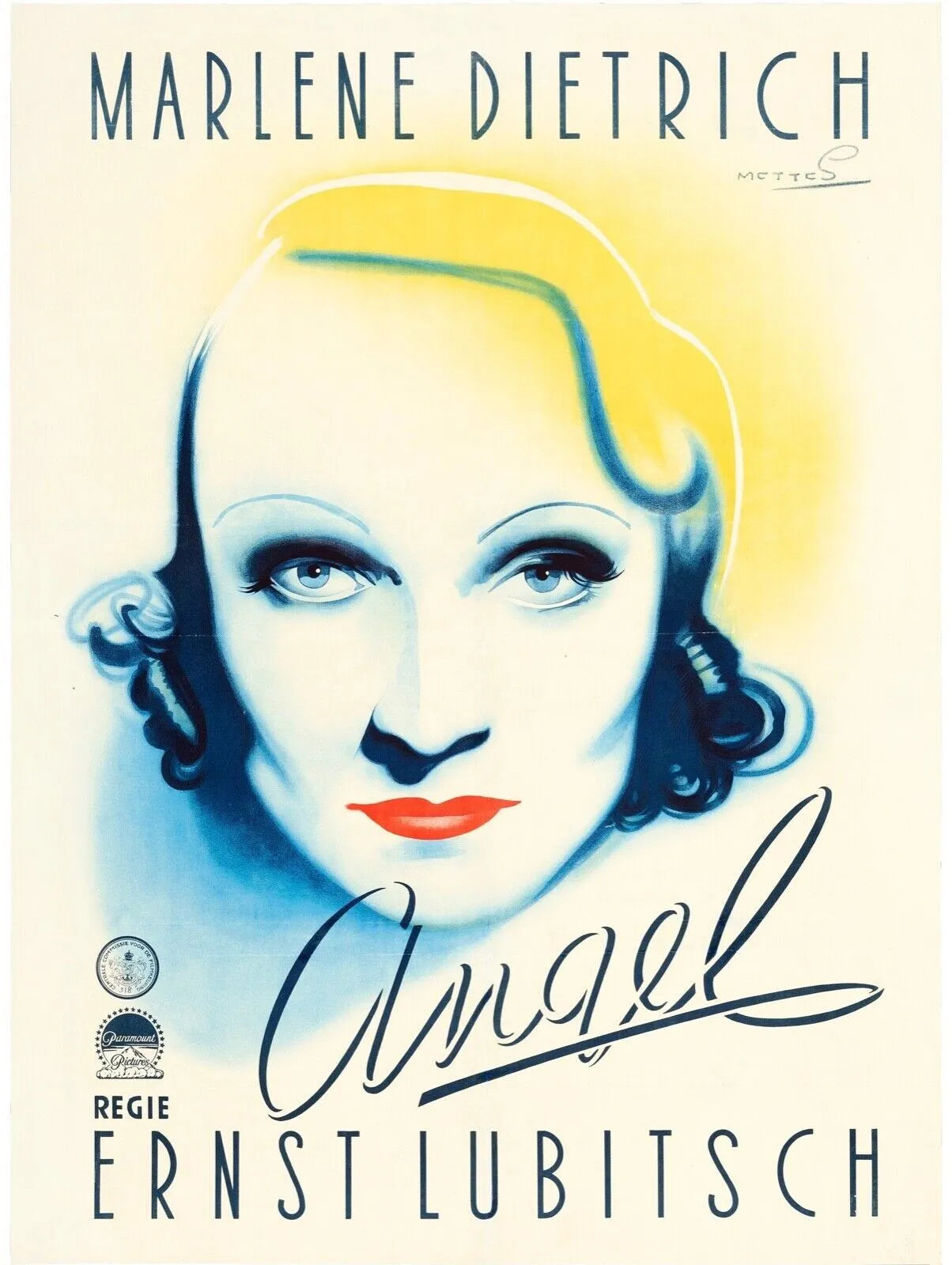 ANGEL, MARLENE DIETRICH, 1937, REPRO MOVIE POSTER, VINTAGE, HQ