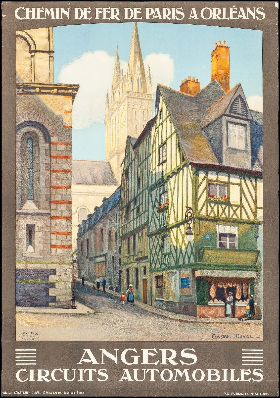 ANGERS, CIRCUITS AUTOMOBILES, REPRO PUBLICITY POSTER, VINTAGE, HQ
