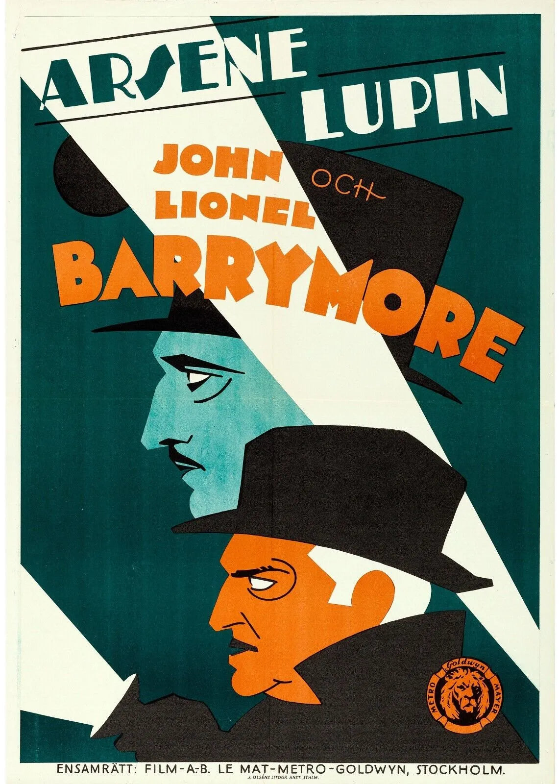 ARSÈNE LUPIN, JOHN BARRYMORE, 1932, REPRO MOVIE POSTER, VINTAGE, HQ