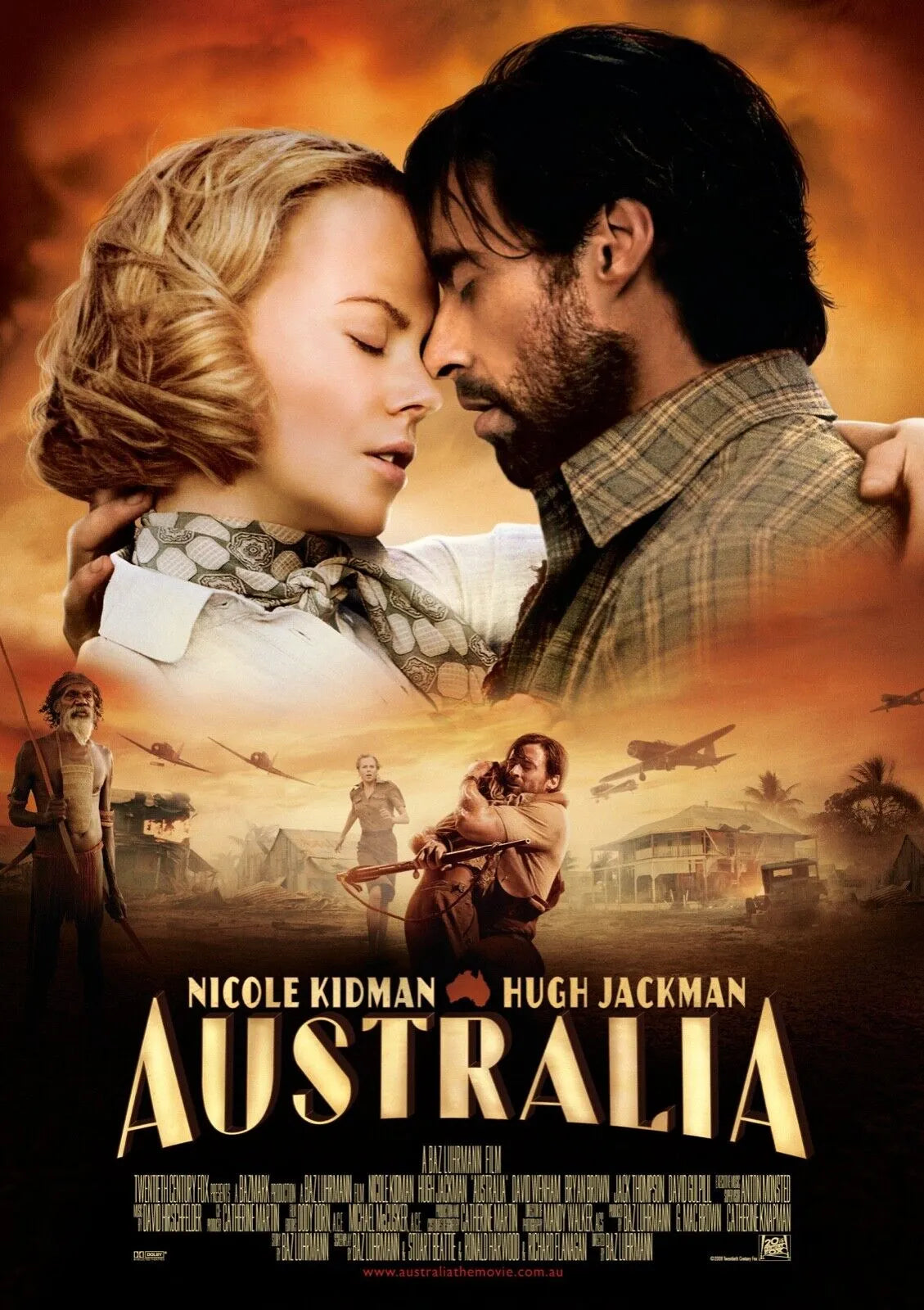 AUSTRALIA, NICOLE KIDMAN, 2008, REPRO MOVIE POSTER, VINTAGE, HQ