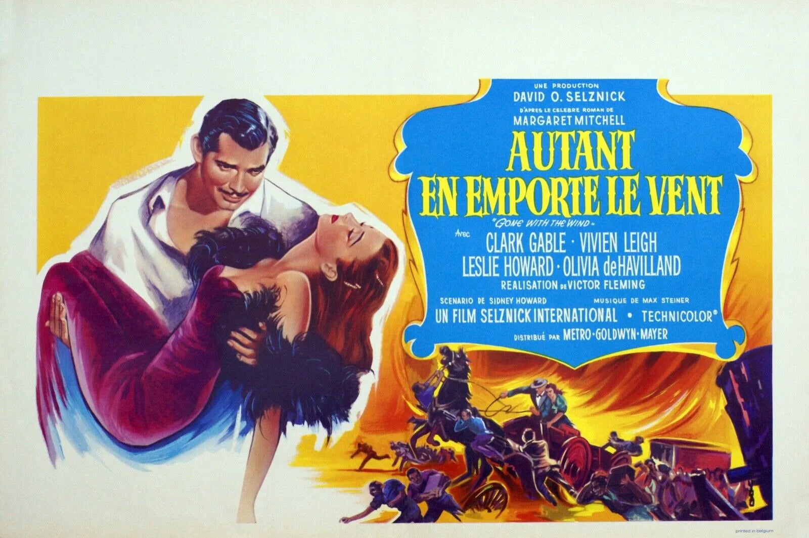 AUTANT EN EMPORTE LE VENT, CLARK GABLE, 1939, REPRO MOVIE POSTER, VINTAGE, HQ