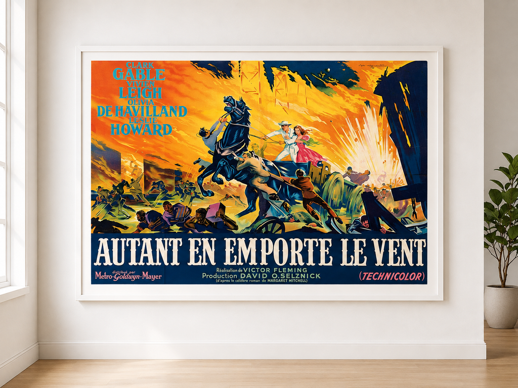LO QUE EL VIENTO SE LLEVÓ, CLARK GABLE, 1939, REPRODUCCIÓN DE CARTEL DE PELÍCULA, VINTAGE, HQ