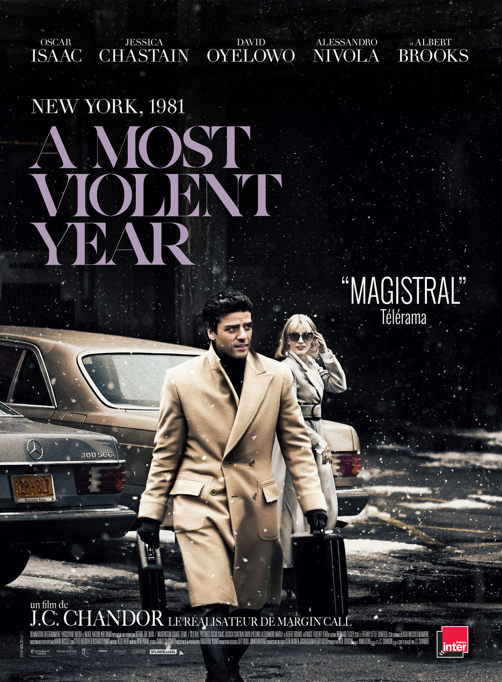 Affiche du film A Most Violent Year (2014) avec Oscar Isaac et Jessica Chastain. Drame criminel intense. Reproduction HQ – Poster Hub.