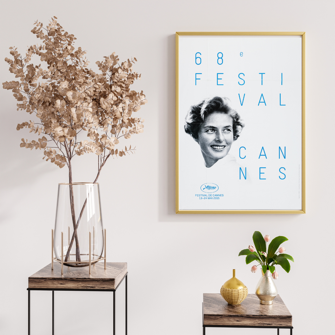 68E FESTIVAL DE CANNES, INGRID BERGMAN, 2015, REPRO MOVIE POSTER, VINTAGE, HQ