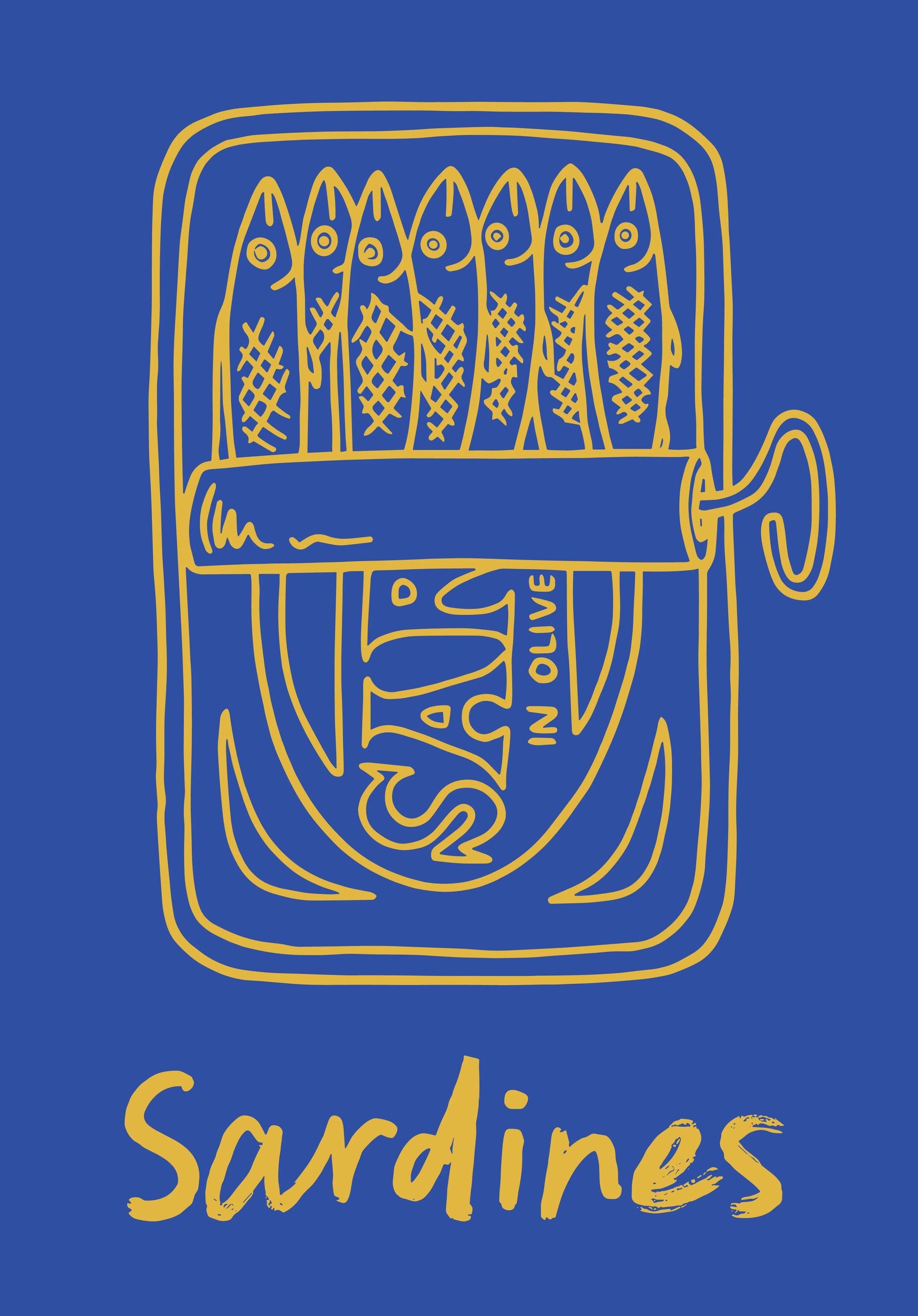 LES SARDINES - REPRODUCCIÓN DE CARTEL PUBLICITARIO, VINTAGE, HQ