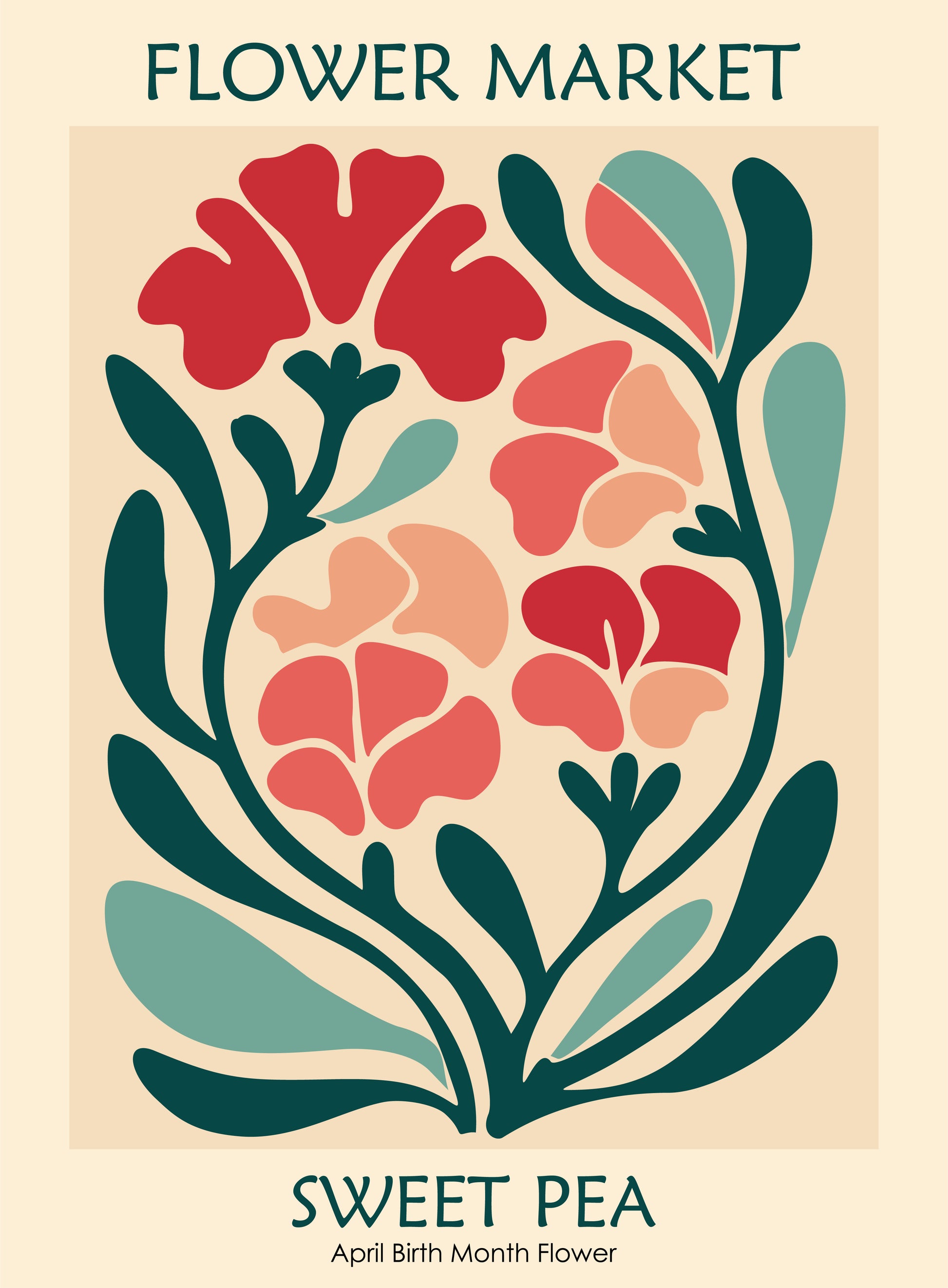 FLOWER MARKET - REPRO POSTER, VINTAGE, HQ.