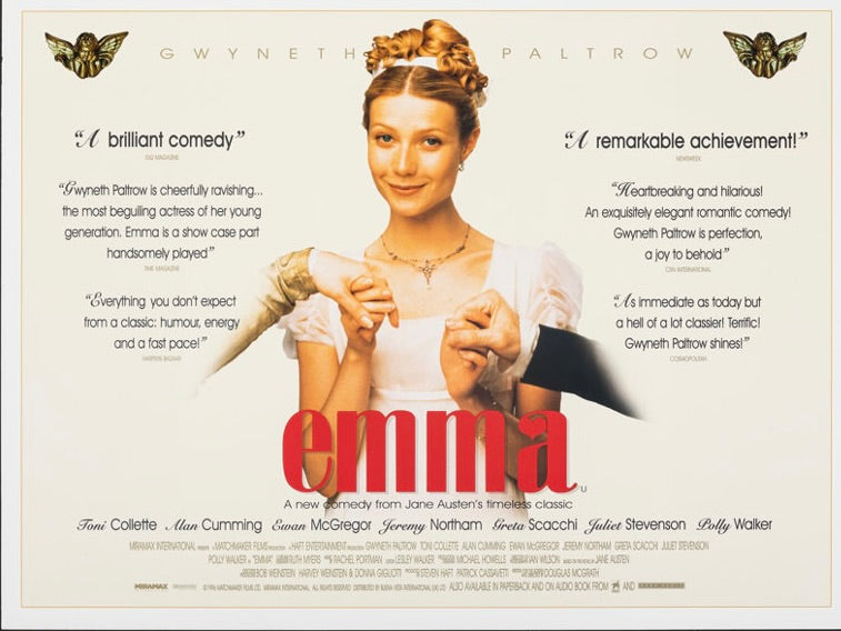 EMMA – FILM BY DOUGLAS McGRATH (1996) – GWYNETH PALTROW – ROMANTIC COMEDY MOVIE POSTER – REPRODUCTION