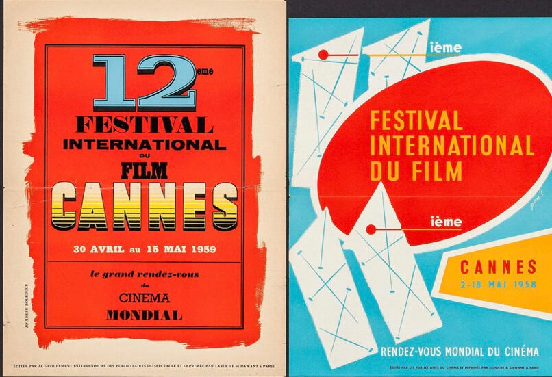 AFFICHE FESTIVAL DE CANNES 1958 & 1959 – FESTIVAL INTERNATIONAL DU FILM – AFFICHE CINÉMA VINTAGE – REPRODUCTION HAUTE QUALITÉ