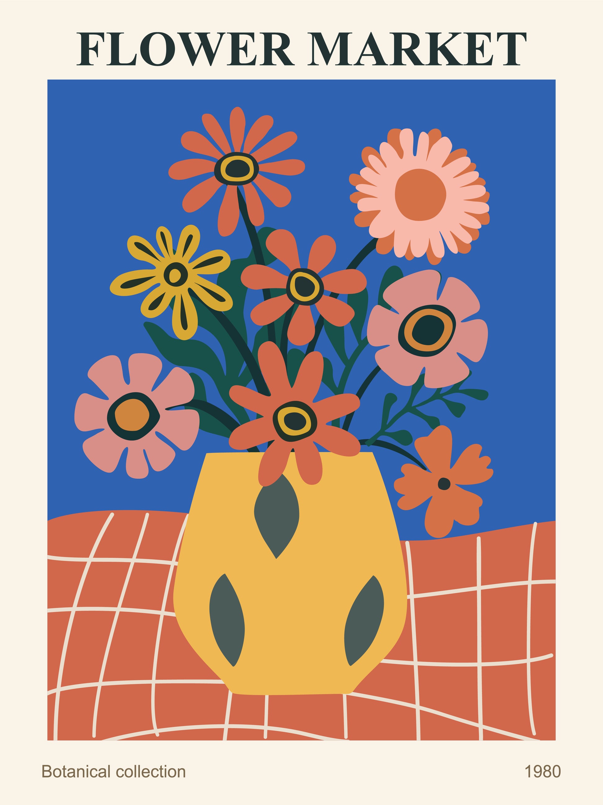 FLOWER MARKET- REPRO POSTER, VINTAGE, HQ.