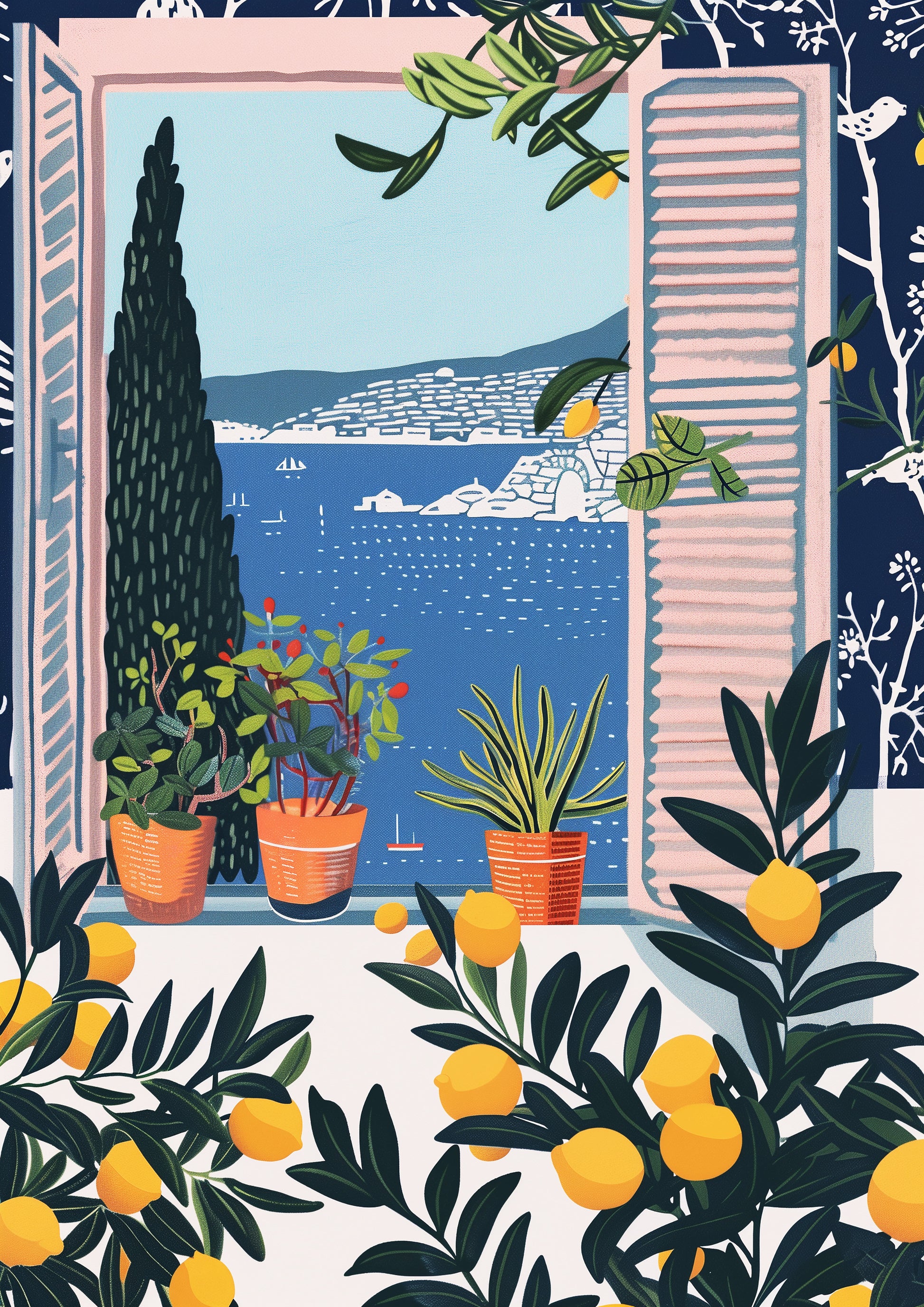 FENÊTRE, SUD MER,- REPRO  POSTER, VINTAGE, HQ.