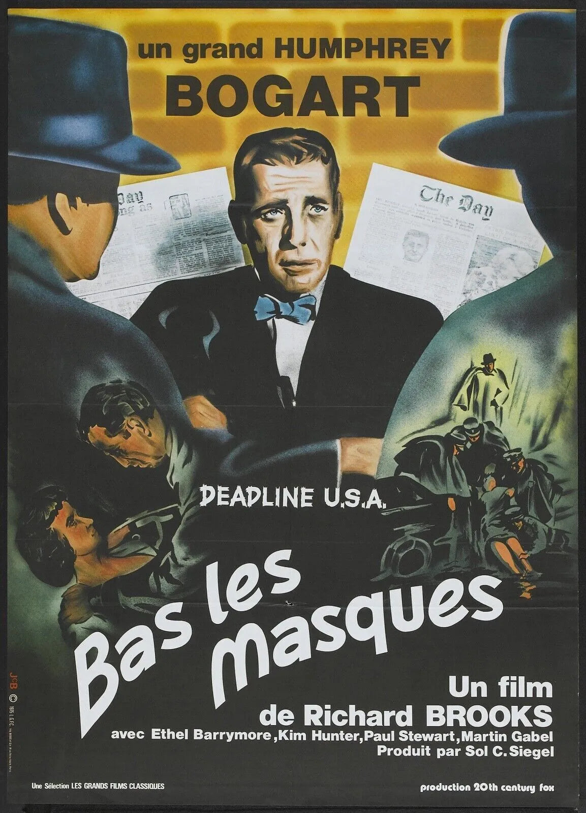 BAS LES MASQUES HUMPHEY BOGART REPRO AFFICHE CINEMA VINTAGE HQ