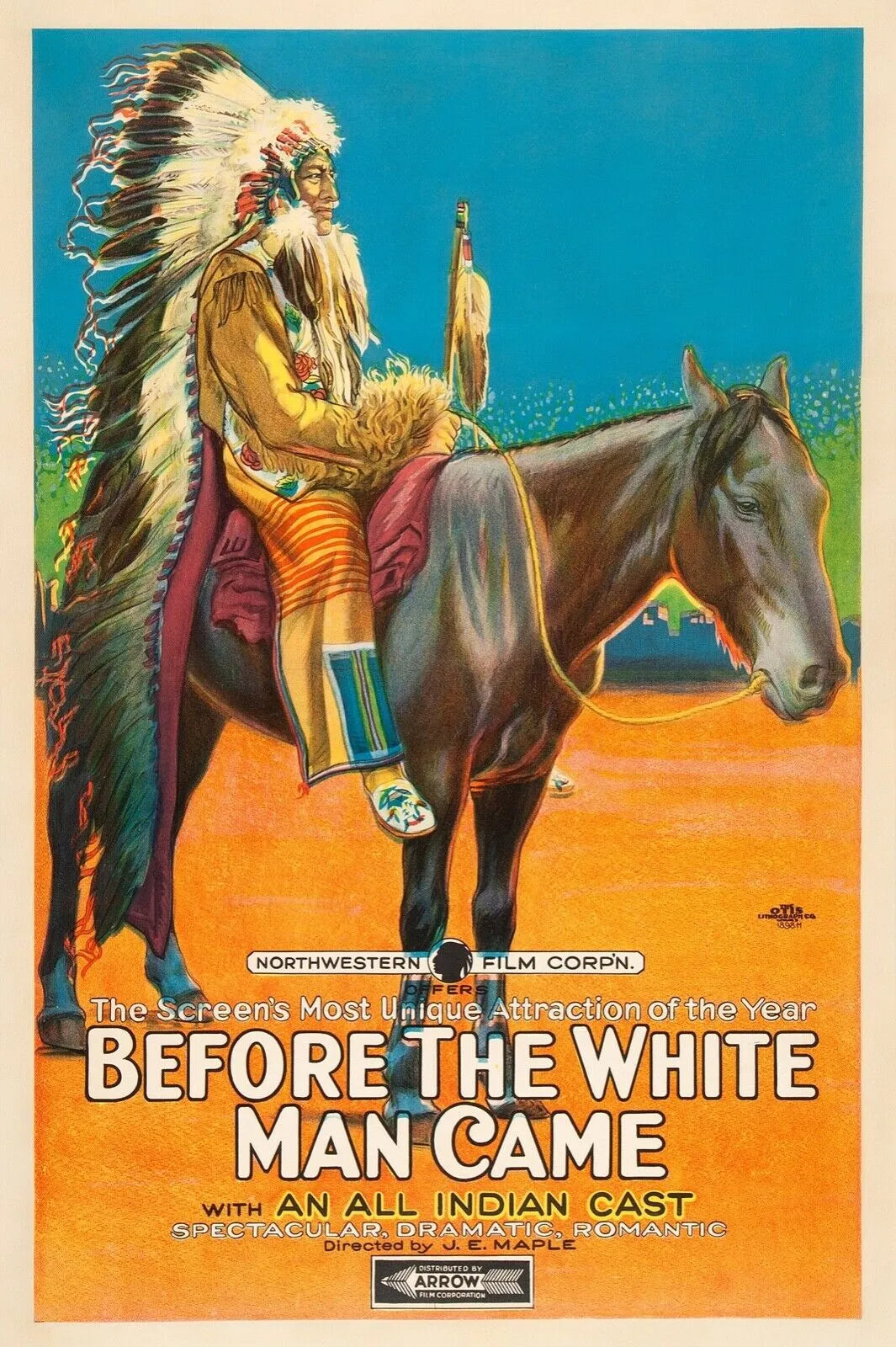 BEFORE THE WHITE MAN CAME, INDIENS - Repro Affiche Cinéma Vintage
