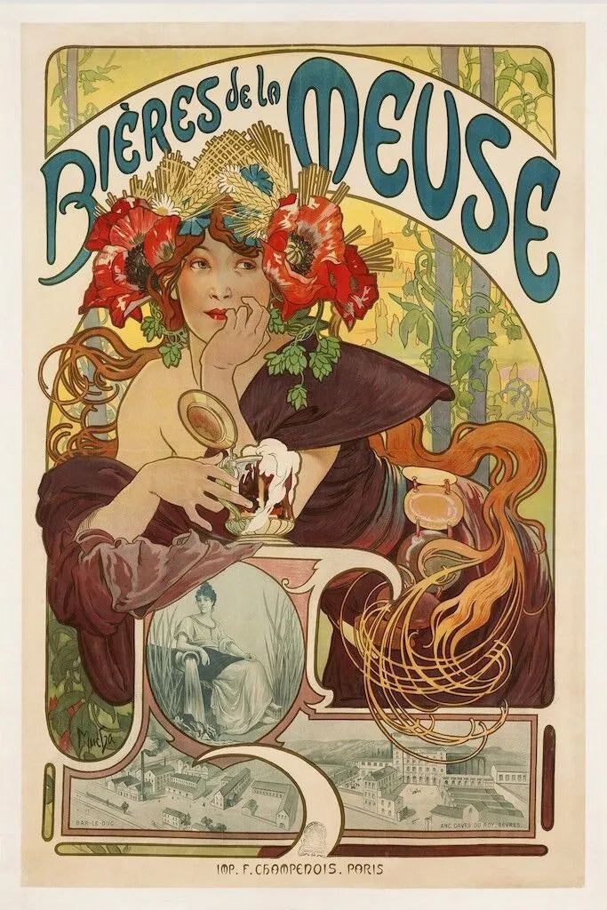 BIÈRES DE LA MEUSE, REPRO PUBLICITY POSTER, VINTAGE, HQ
