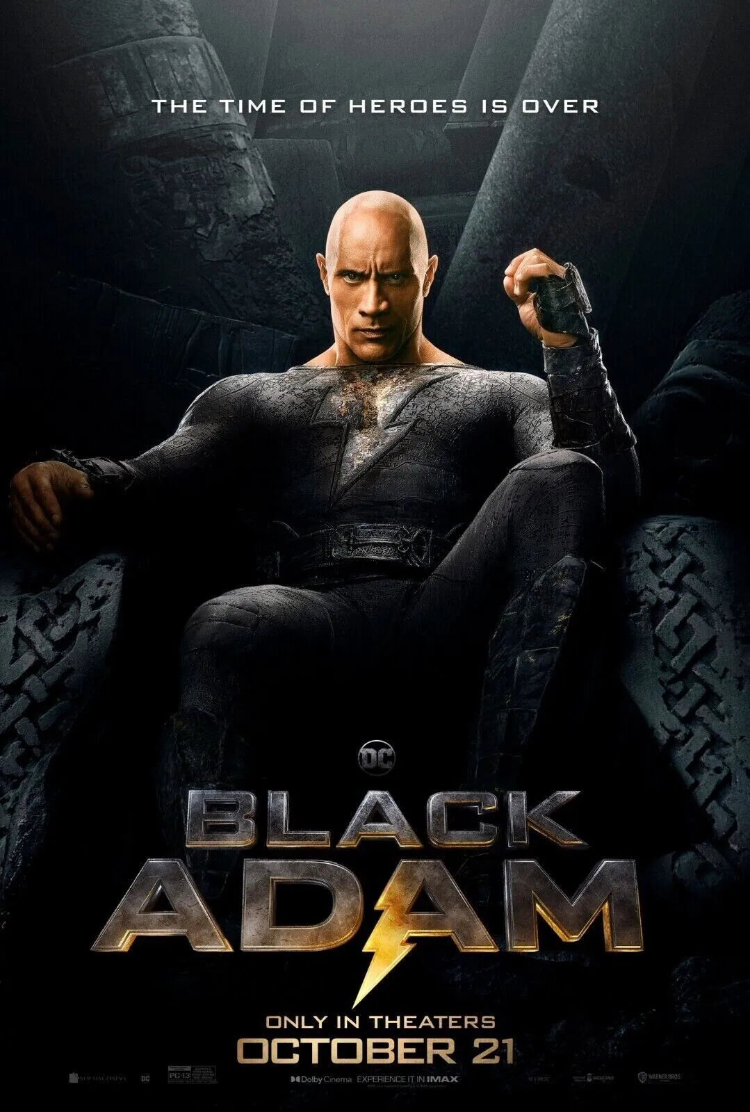 BLACK ADAM, DWAYNE JOHNSON, 2022, REPRO MOVIE POSTER, VINTAGE, HQ