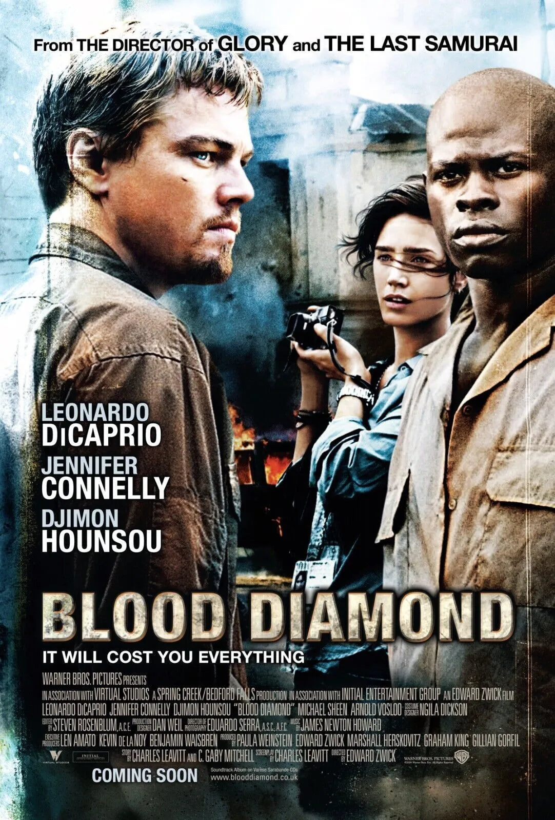 BLOOD DIAMOND, DJIMON HOUNSOU, 2006, REPRO MOVIE POSTER, VINTAGE, HQ