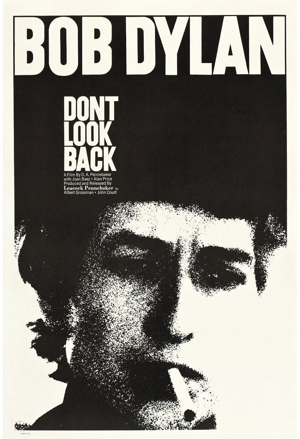 BOB DYLAN, "DONT LOOK BACK" REPRO AFFICHE CINEMA VINTAGE