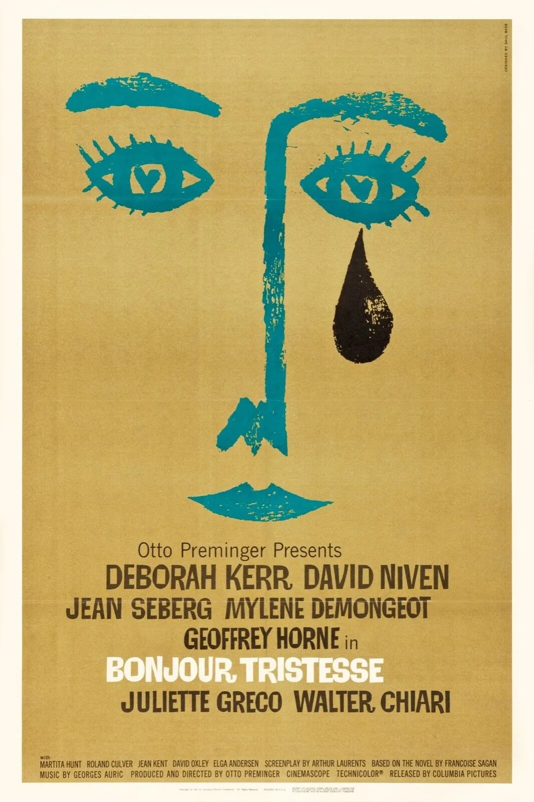 BONJOUR TRISTESSE, JEAN SEBERG, 1958, REPRO MOVIE POSTER, VINTAGE, HQ