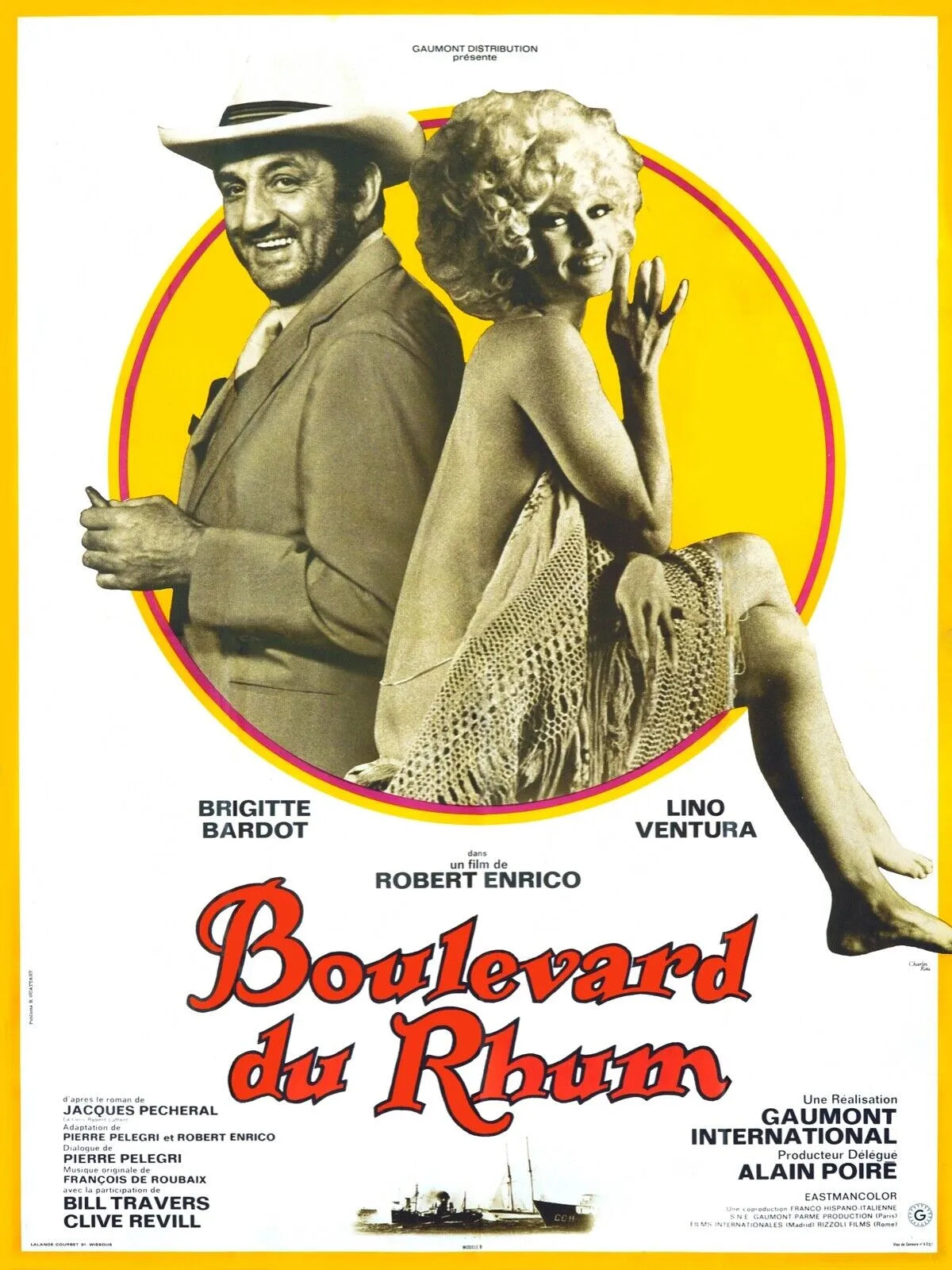 BOULEVARD DU RHUM, BRIGITTE BARDOT, 1971, REPRO MOVIE POSTER, VINTAGE, HQ