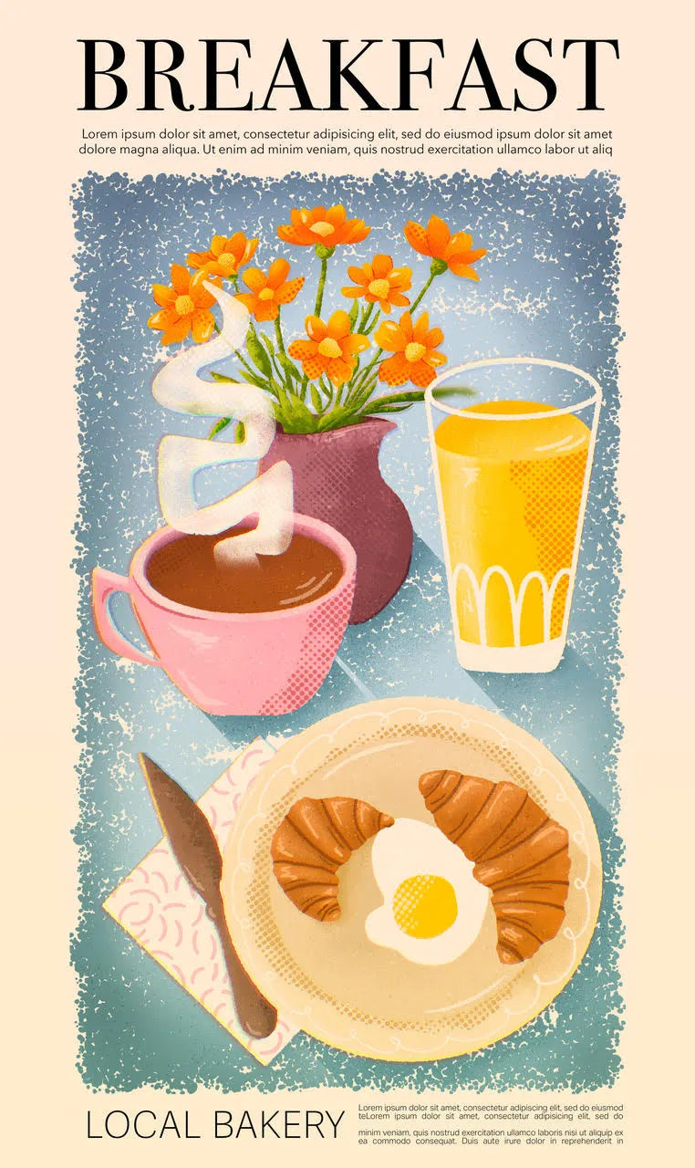 BREAKFAST - REPRO AFFICHE PUBLICITAIRE, VINTAGE, HQ