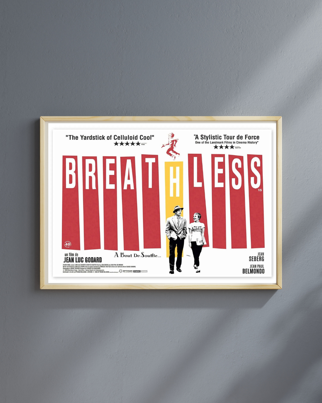 BREATHLESS (À BOUT DE SOUFFLE), JEAN SEBERG, 1960, REPRO MOVIE POSTER, VINTAGE, HQ