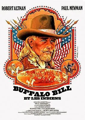 BUFFALO BILL ET LES INDIENS, PAUL NEWMAN, 1976, REPRO MOVIE POSTER, VINTAGE, HQ