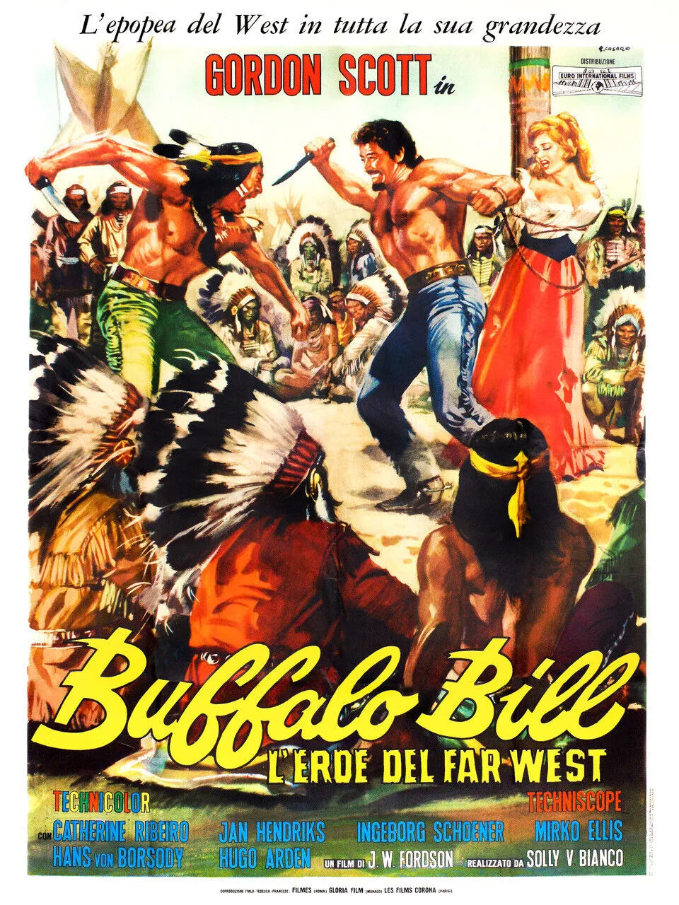 BUFFALO BILL, GORDON SCOTT, 1965, REPRO MOVIE POSTER, VINTAGE, HQ