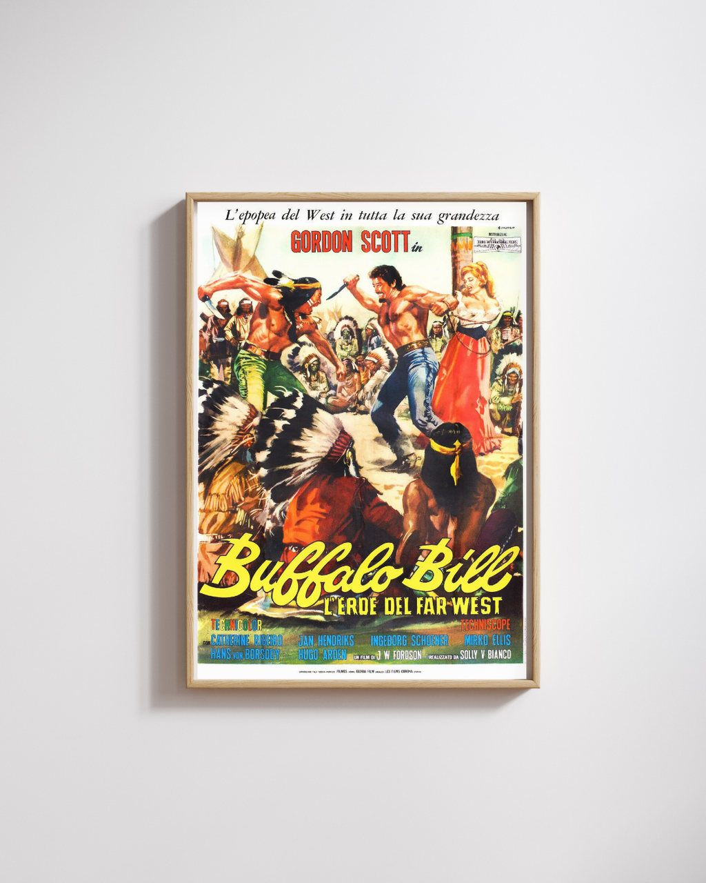 BUFFALO BILL, GORDON SCOTT, 1965, REPRO MOVIE POSTER, VINTAGE, HQ