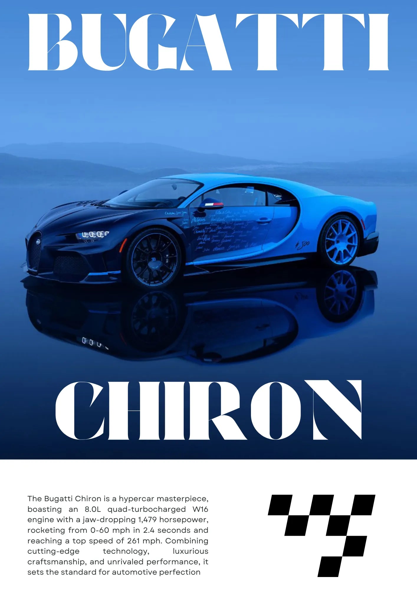 BUGATTI CHIRON, SPORTS CAR POSTER HQ
