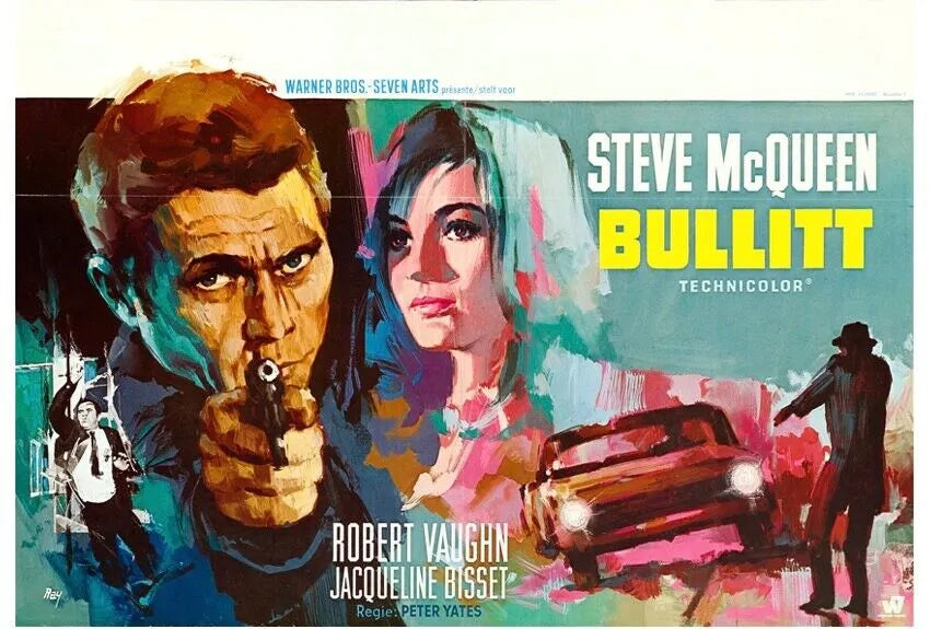 BULLITT, STEVE MC QUEEN, REPRO AFFICHE CINEMA VINTAGE